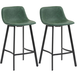 Portland Green Faux Leather Bar Stool Set of 2 - Wilko - thumbnail 3