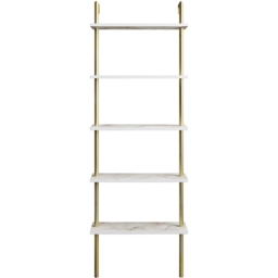 Decorotika Paulina 5 Shelf White Marble and Gold Bookshelf - Size: 174 x 60 x 22cm - Multi - Wilko - thumbnail 3