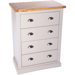 Cabinet Bits Loreo 4 Drawer Light Grey Chrome Cup Handle Chest of Drawers - Wilko - thumbnail 5