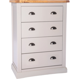 Cabinet Bits Loreo 4 Drawer Light Grey Chrome Cup Handle Chest of Drawers - Wilko - thumbnail 4