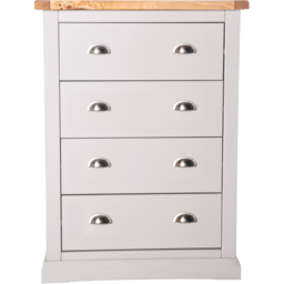 Cabinet Bits Loreo 4 Drawer Light Grey Chrome Cup Handle Chest of Drawers - Wilko - thumbnail 3