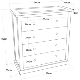 Cabinet Bits Loreo 4 Drawer Light Grey Chrome Cup Handle Chest of Drawers - Wilko - thumbnail 7