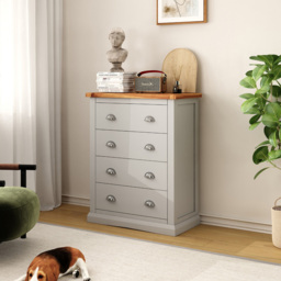 Cabinet Bits Loreo 4 Drawer Light Grey Chrome Cup Handle Chest of Drawers - Wilko - thumbnail 6