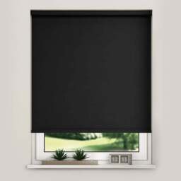 New Edge Blinds Blackout Roller Blinds Black 75cm - Size: W 75cm x D 165cm - Wilko