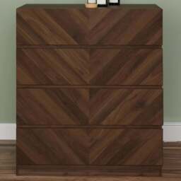 GFW Catania 4 Drawer Royal Walnut Wood Chest of Drawers - Brown - Wilko