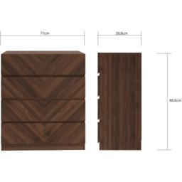 GFW Catania 4 Drawer Royal Walnut Wood Chest of Drawers - Brown - Wilko - thumbnail 7