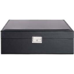 H&O Direct 2 Tier Black Travel Jewellery Box - Size: 9 x 26.5 x 26.5cm - Wilko