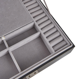 H&O Direct 2 Tier Black Travel Jewellery Box - Size: 9 x 26.5 x 26.5cm - Wilko - thumbnail 5