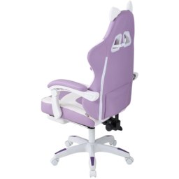 Living and Home White and Purple Cat Ear Design Gaming Chair with Massage Lumbar Pillow - Size: 123 x 59 x 88cm - White + Purple - Wilko - thumbnail 5