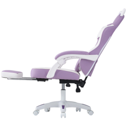 Living and Home White and Purple Cat Ear Design Gaming Chair with Massage Lumbar Pillow - Size: 123 x 59 x 88cm - White + Purple - Wilko - thumbnail 4
