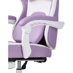 Living and Home White and Purple Cat Ear Design Gaming Chair with Massage Lumbar Pillow - Size: 123 x 59 x 88cm - White + Purple - Wilko - thumbnail 6