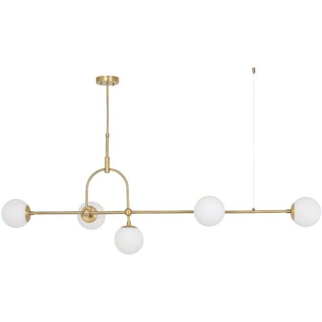 Merano Cosenza Antique Brass and Opal Glass 5 Light Ceiling Light - Size: 44.5 x 162 x 93.5cm - Brown - Wilko - image 1