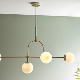 Merano Cosenza Antique Brass and Opal Glass 5 Light Ceiling Light - Size: 44.5 x 162 x 93.5cm - Brown - Wilko - thumbnail 5