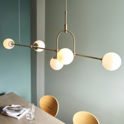Merano Cosenza Antique Brass and Opal Glass 5 Light Ceiling Light - Size: 44.5 x 162 x 93.5cm - Brown - Wilko - thumbnail 3