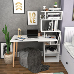 Decorotika Vina 7 Shelf Computer Desk with Bookcase White - Size: 146.6 x 138.6 x 55cm - Wilko - thumbnail 5