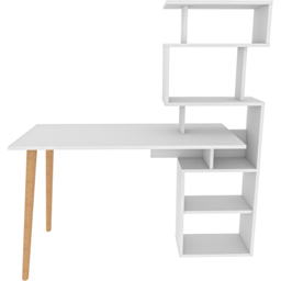 Decorotika Vina 7 Shelf Computer Desk with Bookcase White - Size: 146.6 x 138.6 x 55cm - Wilko - thumbnail 4