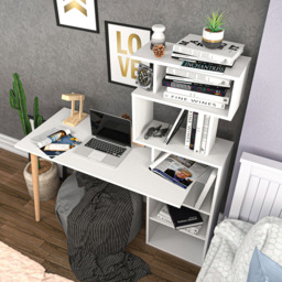 Decorotika Vina 7 Shelf Computer Desk with Bookcase White - Size: 146.6 x 138.6 x 55cm - Wilko - thumbnail 6