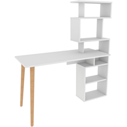 Decorotika Vina 7 Shelf Computer Desk with Bookcase White - Size: 146.6 x 138.6 x 55cm - Wilko - thumbnail 3
