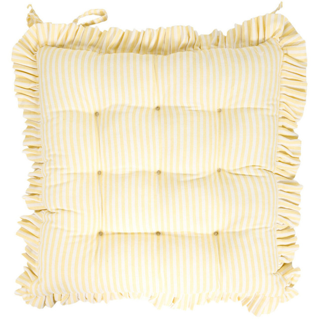 Frill Edge Stripe Seat Pad Yellow - Wilko - image 1