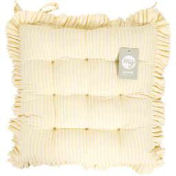 Frill Edge Stripe Seat Pad Yellow - Wilko - thumbnail 3