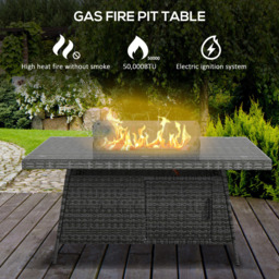 Outsunny Rattan 6 Seater Dining Sets with 50000 BTU Burner Table Grey - Wilko - thumbnail 7