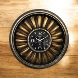 Acacia Home Golden Round Wall Clock 63cm - Size: 63 x 63 x 9cm - Wilko - thumbnail 3