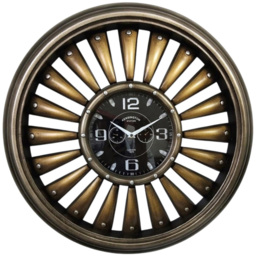Acacia Home Golden Round Wall Clock 63cm - Size: 63 x 63 x 9cm - Wilko