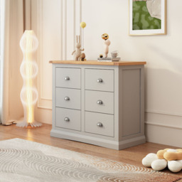Cabinet Bits Loreo 6 Drawer Grey Chrome Cup Handle Chest of Drawers - Wilko - thumbnail 6