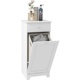 HOMCOM Single Drawer White Bathroom Cabinet with Folding Laundry Hamper - Size: 90.5 cm x 40.0 cm x 40.0 cmcm - Wilko - thumbnail 3