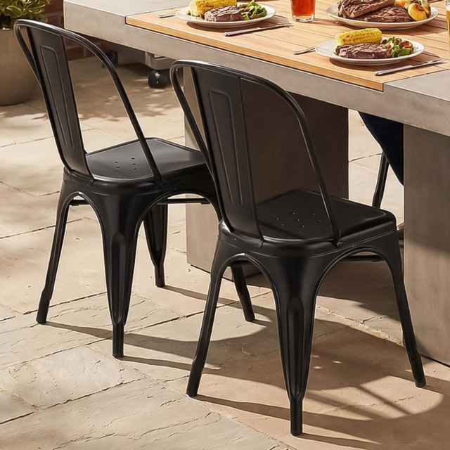 FWStyle Black Gloss Metal Chair 4 Pack - Size: Set of 4 - Wilko - image 1