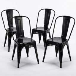FWStyle Black Gloss Metal Chair 4 Pack - Size: Set of 4 - Wilko - thumbnail 5