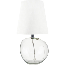Pacific Lifestyle Hallie White Fabric Shade Clear Glass Table Lamp - Size: 43 x 22 x 22cm - Wilko