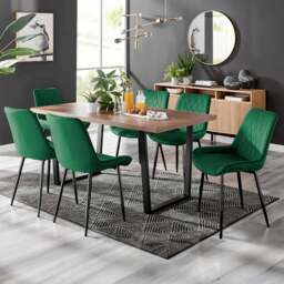 Furniturebox Solo Cesano 6 Seater Dining Set Brown Green and Black - Wilko - thumbnail 1