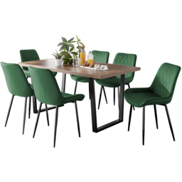Furniturebox Solo Cesano 6 Seater Dining Set Brown Green and Black - Wilko - thumbnail 3