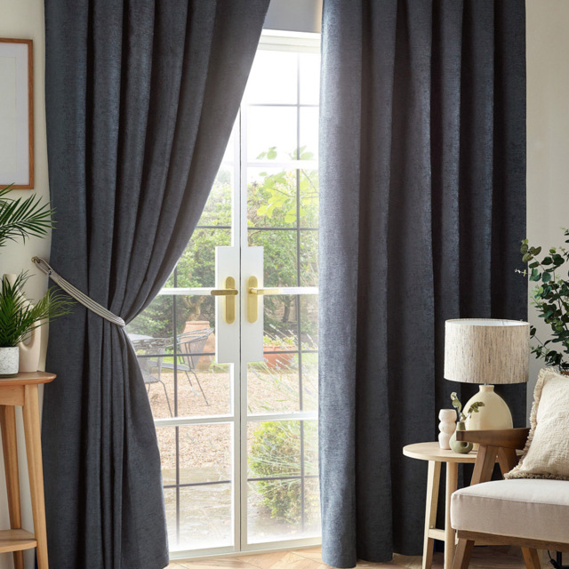 Alan Symonds Charcoal Chenille Blackout Pencil Pleat Curtains 229cm x 229cm - Size: W 229 x D 229cm - Wilko - image 1