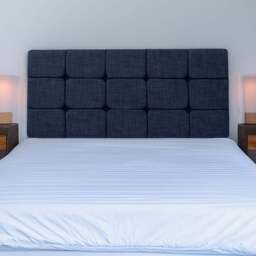 Bedmaster Double Midnight Linen Pearl Squared Headboard - Blue - Wilko