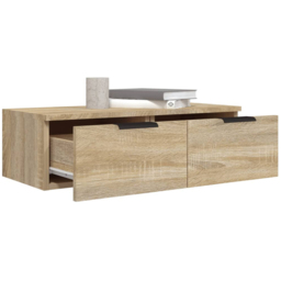 vidaXL 2 Drawer Sonoma Oak Wall Mounted Cabinet - Size: 20 x 68 x 30cm - Brown - Wilko - thumbnail 6