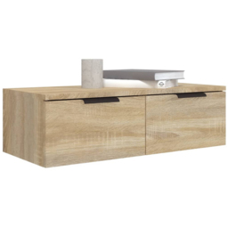 vidaXL 2 Drawer Sonoma Oak Wall Mounted Cabinet - Size: 20 x 68 x 30cm - Brown - Wilko - thumbnail 4