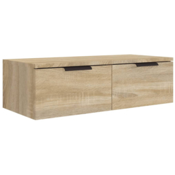 vidaXL 2 Drawer Sonoma Oak Wall Mounted Cabinet - Size: 20 x 68 x 30cm - Brown - Wilko - thumbnail 3