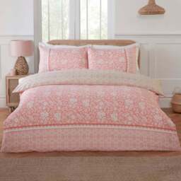 Rapport Home Eleanor Single Pink Eleanor Floral Polyester Reversible Duvet Cover Set - Wilko