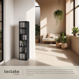 tectake Juliane 6 Shelf Black CD Shelf - Size: 90 x 21 x 20cm - Wilko - thumbnail 5