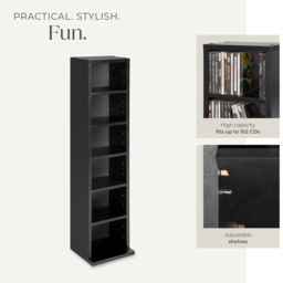 tectake Juliane 6 Shelf Black CD Shelf - Size: 90 x 21 x 20cm - Wilko - thumbnail 7