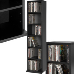 tectake Juliane 6 Shelf Black CD Shelf - Size: 90 x 21 x 20cm - Wilko - thumbnail 3