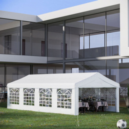Outsunny 8 x 4m Marquee Carport Shelter Gazebo with Sides - Size: 4 x 8m - White - Wilko