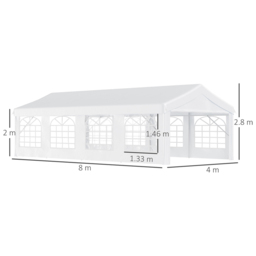 Outsunny 8 x 4m Marquee Carport Shelter Gazebo with Sides - Size: 4 x 8m - White - Wilko - thumbnail 7