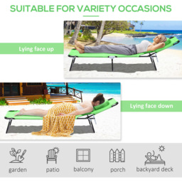 Outsunny Green Foldable Sun Lounger with Reading Hole - Size: 1 Seater - Wilko - thumbnail 6