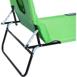 Outsunny Green Foldable Sun Lounger with Reading Hole - Size: 1 Seater - Wilko - thumbnail 4