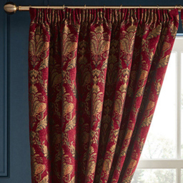 Paoletti Shiraz Burgundy and Brown Floral Jacquard Pencil Pleat Curtain 229 x 229cm - Size: W 229 x D 229cm - Wilko - thumbnail 3