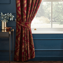 Paoletti Shiraz Burgundy and Brown Floral Jacquard Pencil Pleat Curtain 229 x 229cm - Size: W 229 x D 229cm - Wilko - thumbnail 4