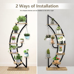 Costway 8 Tier Natural Curved Half Moon Shape Wooden Plant Stand - Size: 94 x 58 x 8cm - Cream - Wilko - thumbnail 5